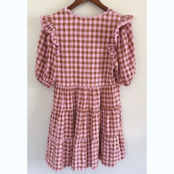 English Factory Women's Rickrack Trim Edge Check Mini Dress Size Medium NWOT - Picture 2 of 8